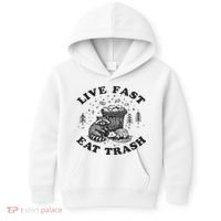 Live Fast Eat Trash Raccoon Possum Kids Hoodie thumb 0