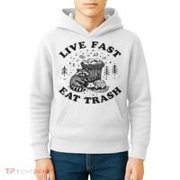 Live Fast Eat Trash Raccoon Possum Kids Hoodie thumb 4