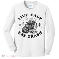 Live Fast Eat Trash Raccoon Possum Kids Long Sleeve Shirt thumb 0