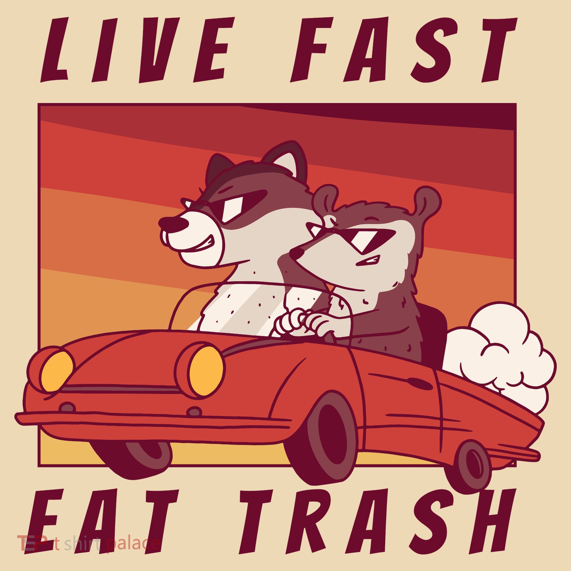Live Fast Eat Trash Race Car Funny Raccoon Tote Bag