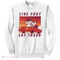 Live Fast Eat Trash Race Car Funny Raccoon Sweatshirt thumb 0