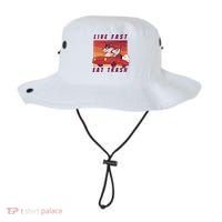 Live Fast Eat Trash Race Car Funny Raccoon Bucket Hat thumb 0