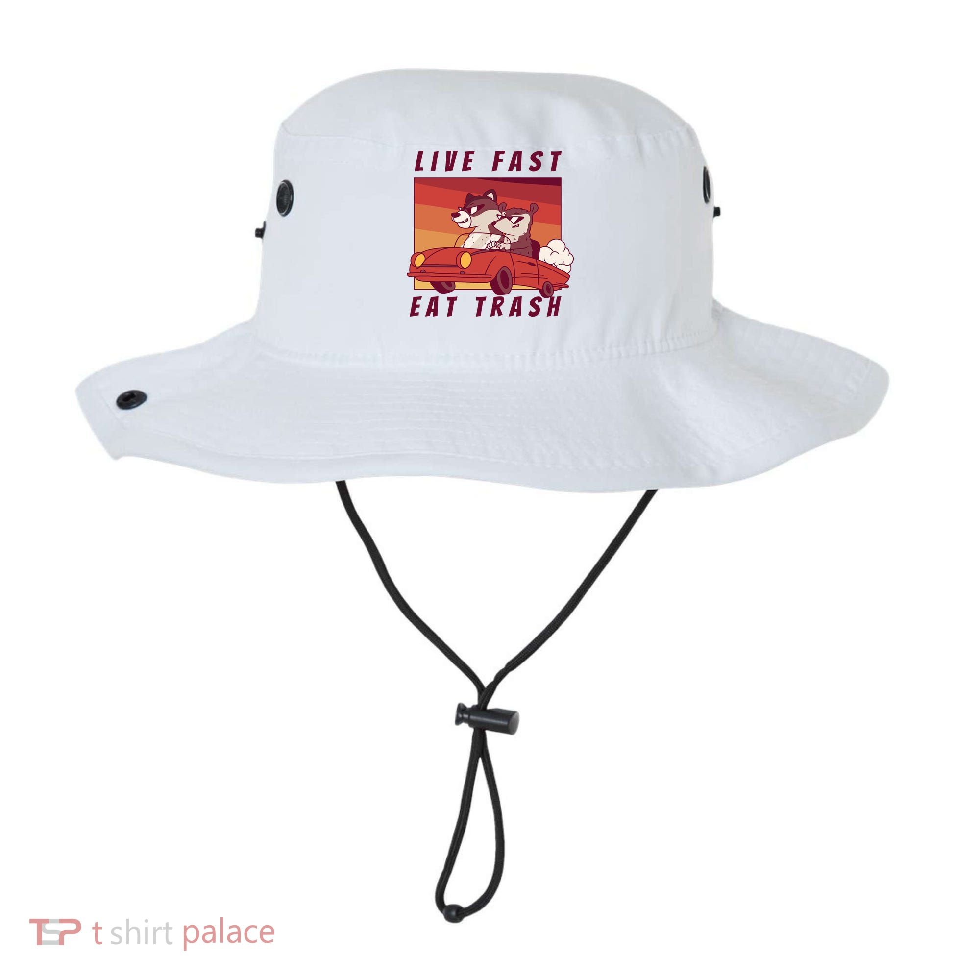 Live Fast Eat Trash Race Car Funny Raccoon Bucket Hat