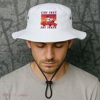 Live Fast Eat Trash Race Car Funny Raccoon Bucket Hat thumb 2