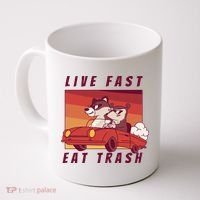 Live Fast Eat Trash Race Car Funny Raccoon Coffee Mug thumb 0
