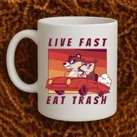 Live Fast Eat Trash Race Car Funny Raccoon Coffee Mug thumb 2