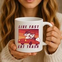 Live Fast Eat Trash Race Car Funny Raccoon Coffee Mug thumb 3