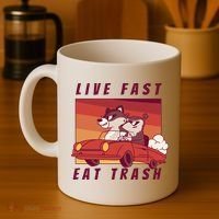 Live Fast Eat Trash Race Car Funny Raccoon Coffee Mug thumb 4
