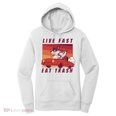Live Fast Eat Trash Race Car Funny Raccoon Women's Hoodie