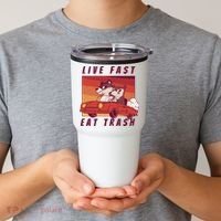 Live Fast Eat Trash Race Car Funny Raccoon Tumbler thumb 2