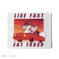 Live Fast Eat Trash Race Car Funny Raccoon Mousepad thumb 0