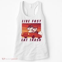 Live Fast Eat Trash Race Car Funny Raccoon Women's Tank Top thumb 0