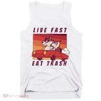 Live Fast Eat Trash Race Car Funny Raccoon Tank Top thumb 0