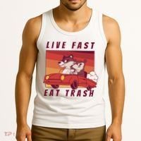 Live Fast Eat Trash Race Car Funny Raccoon Tank Top thumb 3