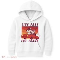Live Fast Eat Trash Race Car Funny Raccoon Kids Hoodie thumb 0