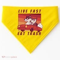 Live Fast Eat Trash Race Car Funny Raccoon USA-Made Doggie Bandana thumb 0