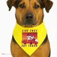 Live Fast Eat Trash Race Car Funny Raccoon USA-Made Doggie Bandana thumb 1