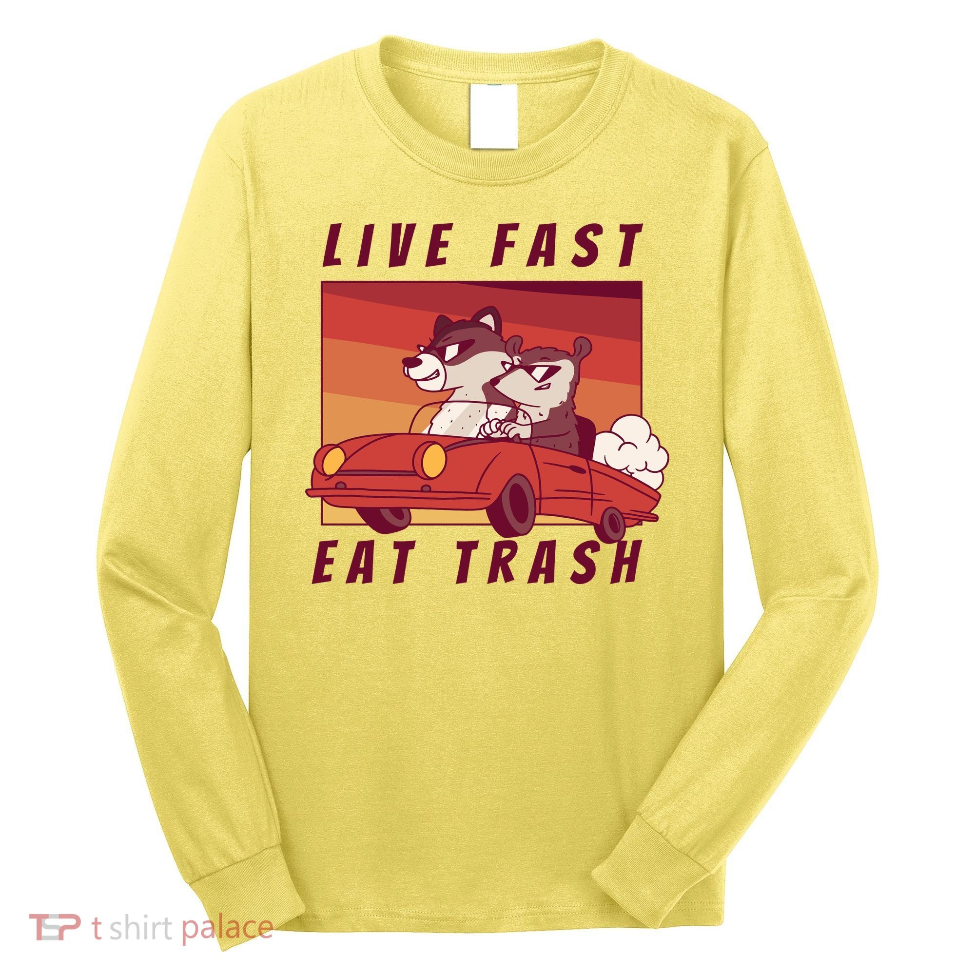 Live Fast Eat Trash Race Car Funny Raccoon Long Sleeve Shirt