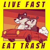 Live Fast Eat Trash Race Car Funny Raccoon Polo thumb 2