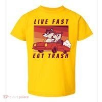 Live Fast Eat Trash Race Car Funny Raccoon Toddler T-Shirt thumb 0