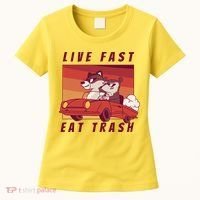Live Fast Eat Trash Race Car Funny Raccoon Women's T-Shirt thumb 0