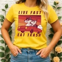 Live Fast Eat Trash Race Car Funny Raccoon Women's T-Shirt thumb 2