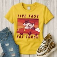 Live Fast Eat Trash Race Car Funny Raccoon Women's T-Shirt thumb 3