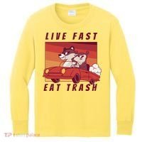 Live Fast Eat Trash Race Car Funny Raccoon Kids Long Sleeve Shirt thumb 0