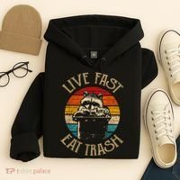 Live Fast Eat Trash Can Raccoon Camping Or Hiking Hoodie thumb 4
