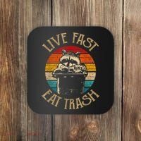 Live Fast Eat Trash Can Raccoon Camping Or Hiking Coaster thumb 0