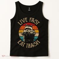 Live Fast Eat Trash Can Raccoon Camping Or Hiking Tank Top thumb 2