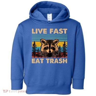 Live Fast Eat Trash Funny Raccoon Camping Vintage Retro Gift Toddler Hoodie