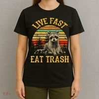 Live fast eat Trash Funny Raccoon Camping Vintage T-Shirt thumb 4