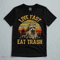 Live fast eat Trash Funny Raccoon Camping Vintage T-Shirt thumb 5