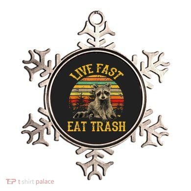 Live fast eat Trash Funny Raccoon Camping Vintage Ornament