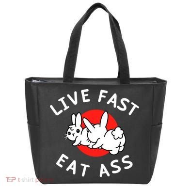 Live Fast Eat Ass Funny Bunny Tote Bag