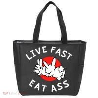 Live Fast Eat Ass Funny Bunny Tote Bag thumb 0