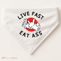 Live Fast Eat Ass Funny Bunny USA-Made Doggie Bandana thumb 0