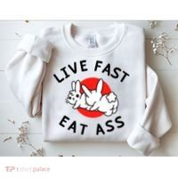 Live Fast Eat Ass Funny Bunny Sweatshirt thumb 2
