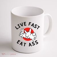 Live Fast Eat Ass Funny Bunny Coffee Mug thumb 1