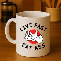 Live Fast Eat Ass Funny Bunny Coffee Mug thumb 4
