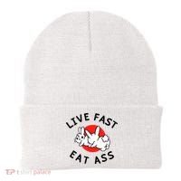 Live Fast Eat Ass Funny Bunny Beanie thumb 0