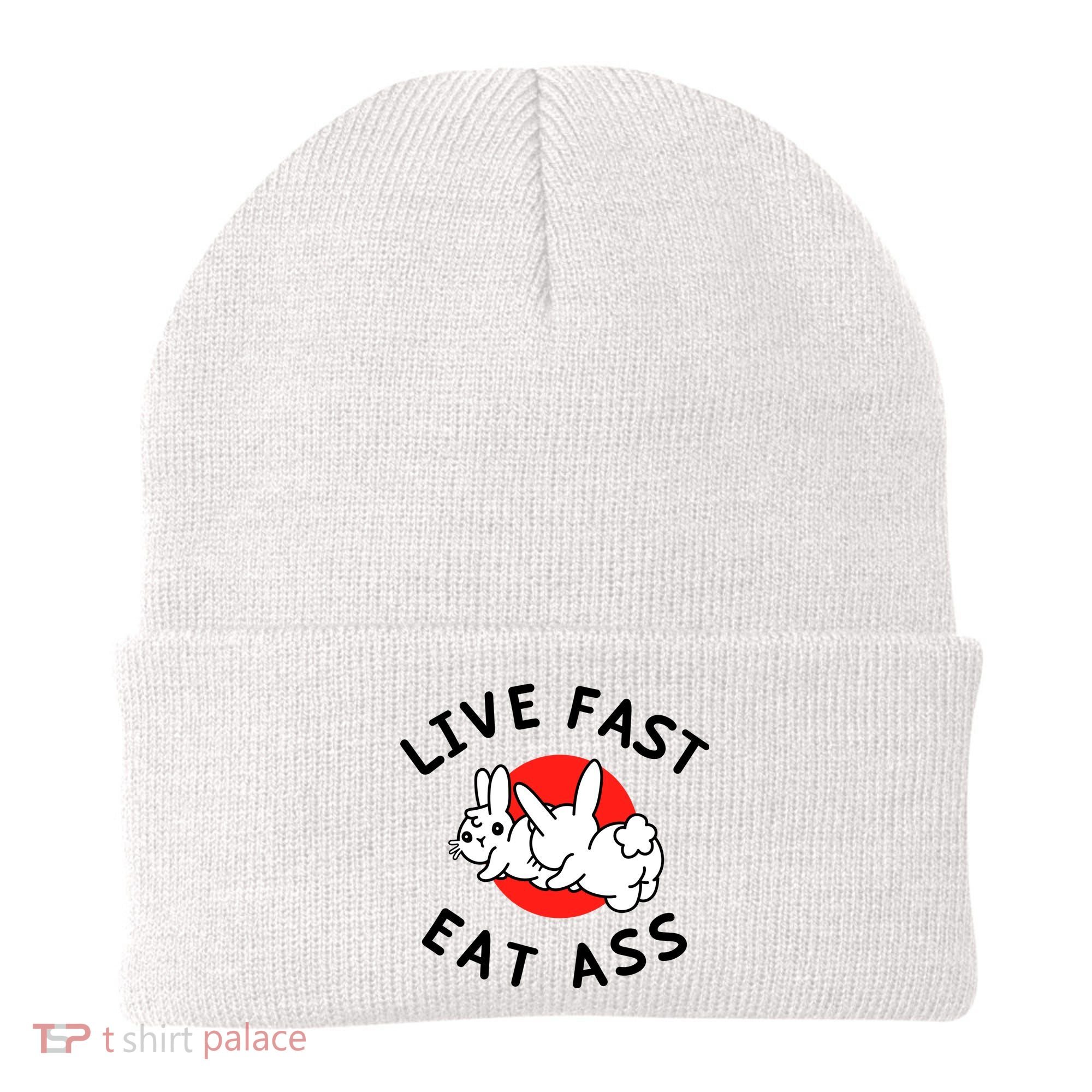 Live Fast Eat Ass Funny Bunny Beanie