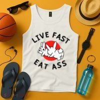 Live Fast Eat Ass Funny Bunny Tank Top thumb 4