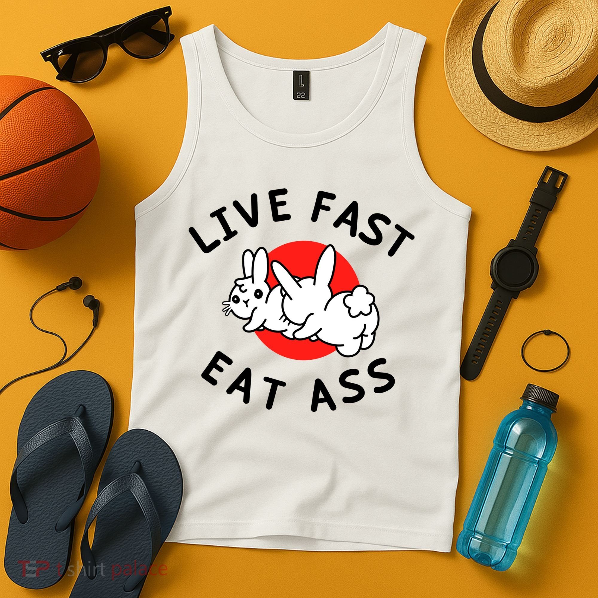 Live Fast Eat Ass Funny Bunny Tank Top