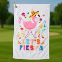 Let's Fiesta Flamingo Cinco De Mayo Golf Towel thumb 1