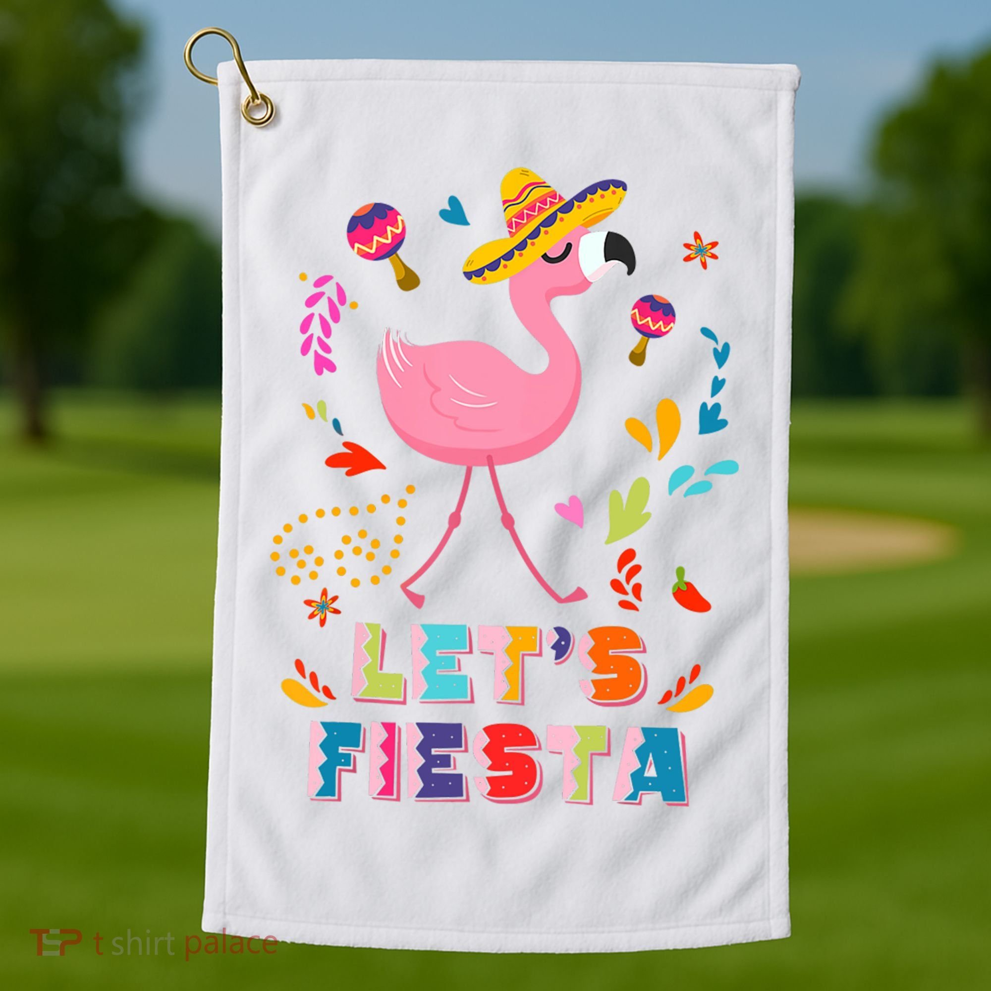 Let's Fiesta Flamingo Cinco De Mayo Golf Towel