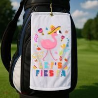 Let's Fiesta Flamingo Cinco De Mayo Golf Towel thumb 2