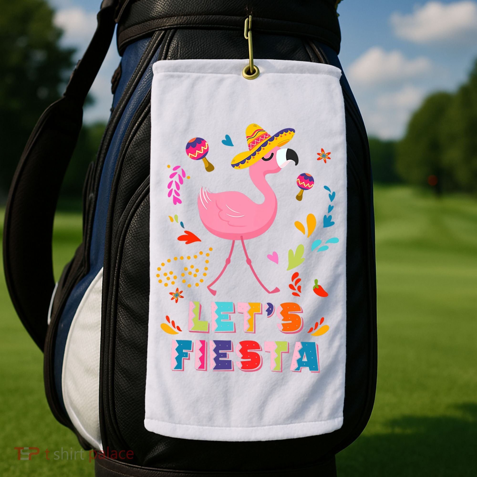 Let's Fiesta Flamingo Cinco De Mayo Golf Towel