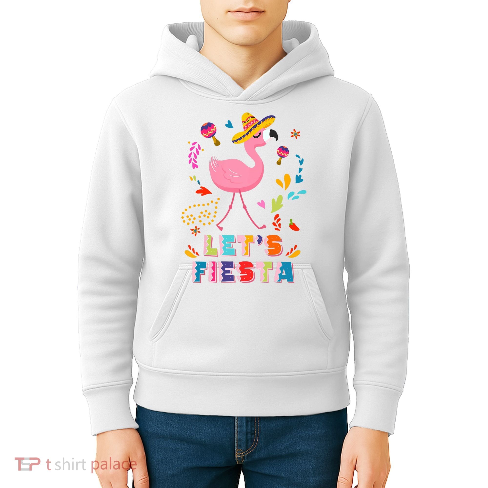 Let's Fiesta Flamingo Cinco De Mayo Kids Hoodie